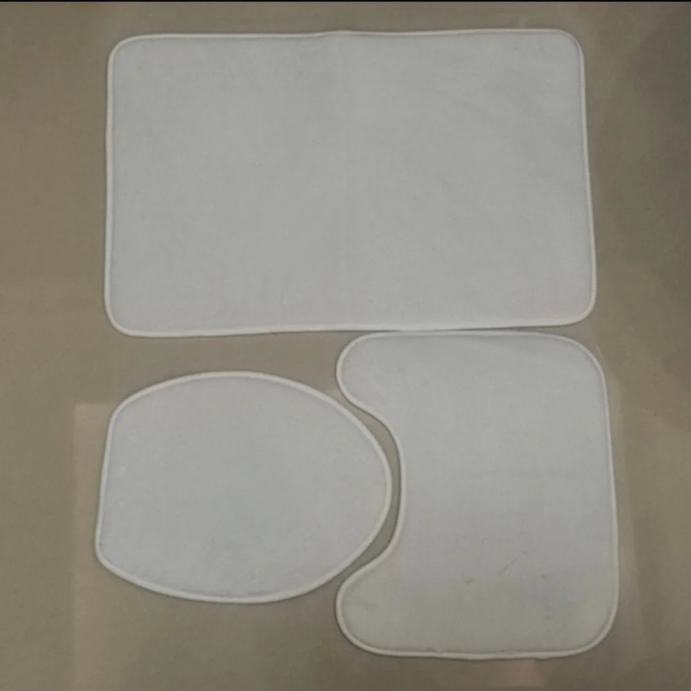 3Pcs Sublimation Bathroom Set: White Bath Mat Set